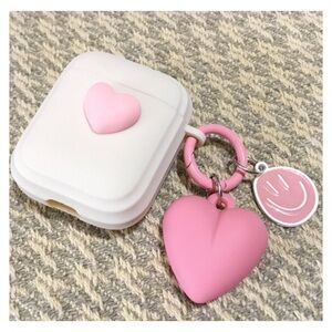 New! AirPods 1 & 2 Super Cute Case w/ Heart/Smiley Face Charm